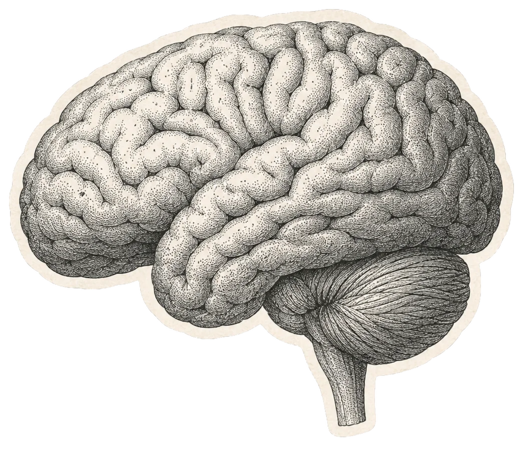Vintage anatomical engraving of a human brain